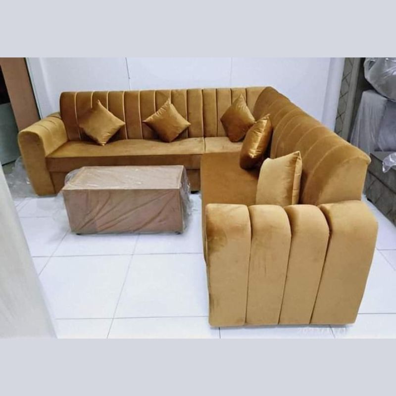 Luxurious L-Shape Sofa Set with Plush Velvet